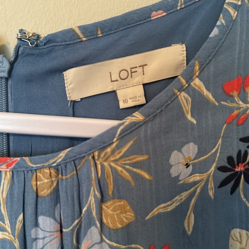LOFT l Floral Blue Dress - Picture 2 of 5